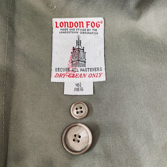 Vintage London Fog Trench Coat Double Breasted Belted Khaki Streetwear 16 1/2 R - Picture 4 of 15